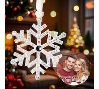 Ornement Photo Personnalisé pour Arbre de Noël, Pendentif à Suspendre avec Projection de Flocon de Neige avec Image à l'intérieur, Décoration D'intérieur pour Fête de Noël, Cadeaux pour Famille