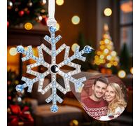 Ornement Photo Personnalisé pour Arbre de Noël, Pendentif à Suspendre avec Projection de Flocon de Neige avec Image à l'intérieur, Décoration D'intérieur pour Fête de Noël, Cadeaux pour Famille