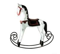 Ornement pour cheval pour bois Gris Effet Vieilli 24cm Ornement(Red) | Sculpté à la main, finition distressée, style rustique, pour idéal sapin Noël, unique