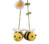 Ornement Voiture Tricoté Abeille - 20cm Lapin Abeille Suspendu | Pendentif Crochet Fait Main Miroir Rétroviseur Charme Intérieur Coton Décoration Voiture Mignonne