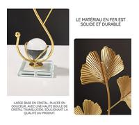 Ornements 25,5x16x6cm boule de cristal à feuilles en métal décoration de bureau pour la maison - Aueq - et le salon petits objets