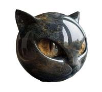 Ornements Cette sculpture grise en forme de tête de chat est faite de résine et possède une texture similaire à celle de la pierre