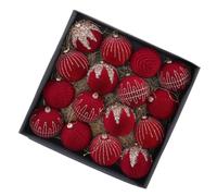 Ornements de Boules de Noël Finition Velours, Ensemble de Boules de 16 pièces de 7, 5 cm avec détails Scintillants et Cordons d ' Affichage pour Arbres Ensemble d ' Ornements de Noël avec Cordons