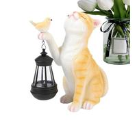 Ornements de jardin en forme de chat - Accessoires de jardin pour chat - Lampe solaire d'extérieur - Lanterne en forme de chat - Figurines d'animaux étanches - Art déco pour terrasse, maison, cour