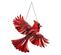 Ornements de Noël en acrylique 2D en forme d'animal volant rouge | Décoration d'arbre de Noël en forme d'oiseau avec chaîne en métal pour maison, couronne, fenêtre, terrasse, porte d'entrée
