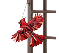 Ornements de Noël en acrylique 2D en forme d'oiseau Rouge | Décoration d'arbre à oiseaux avec chaîne en métal pour branche, couronne, fenêtre, terrasse, porte d'entrée, cheminée