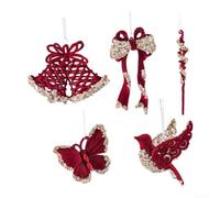 Ornements de Noël Flocons 5pcs pour arbre Fenêtre Brillant Papillon | Plastique léger motifs papillon oiseau creux bande glacée double cloche pour facile à suspendre décoration