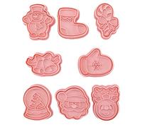 Ornements de Noël, moule à biscuits de Noël 8 pièces/ensemble emporte-pièce 3D avec différents éléments pour pâte à pâtisserie, beignet, fondant, décoration gâteau en sucre, style 1