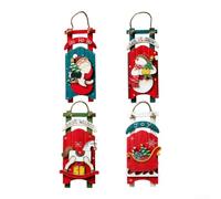 Ornements De Traîneau De Noël pour en pour bois 15x7cm Peint Main Père | Léger pour branches délicates Motifs pour rétro suspendus corde résistante pour accrocher assortiment 4