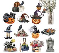 Ornements d'halloween À Suspendre pour Arbre, 12 Pièces Décoration Arbre Sapin Halloween avec Citrouille, Fantôme, Chat, Ornements d'arbre d'halloween avec Cordes, Pendentif pour Halloween