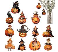 Ornements d'halloween À Suspendre pour Arbre, 12 Pièces Décoration Arbre Sapin Halloween avec Citrouille, Fantôme, Chat, Ornements d'arbre d'halloween avec Cordes, Pendentif pour Halloween