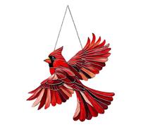 Ornements d'oiseaux pour jardin 2D en acrylique rouge animal décoration de | Décoration d'arbre d'oiseau avec chaîne en métal pour maison, couronne, fenêtre, terrasse, porte d'entrée, cheminée