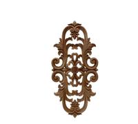 Ornements En Bois Autocollant de fleur ondulée en bois chêne non peint, Applique d'angle for décoration meubles maison, longue sculptée décorative(50cmX23cm)