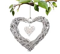 Ornements en forme de cœur - Cadre de présentation en forme de cœur - Couronne en osier - Décoration murale à suspendre pour mariage romantique