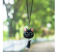 Ornements voiture : pendentif chat mignon pour rétroviseur, accessoire miroir, décoration suspendue noire, cadeau - Black-pink Ears
