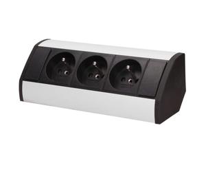 Orno GM-9001/B-G Multiprise Angle Prise de Meuble ou de Bureau 3x2P+T Bloc Multiprise Parfait pour Les Vitrines Prise Plan de Travail Cuisine (Noir et Argent)
