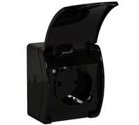 ORNO OE-7105 Prise Exterieure Etanche IP44 Montage en surface Version du produit Schuko (Noir)