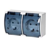 ORNO OE-7106 Prise Exterieure Etanche IP44 Montage en surface Version du produit Schuko (Blanc fumé)