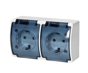 ORNO OE-7106 Prise Exterieure Etanche IP44 Montage en surface Version du produit Schuko (Blanc fumé)