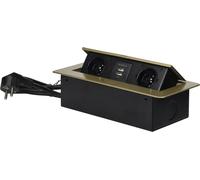ORNO OR-AE-13126/BR bloc basculant encastré, 2x 230V et 2x USB, couleur laiton