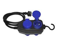 Orno OR-AE-13160 (GS) Prise extérieure multiprise IP44 4 Voies avec Crochet de Suspension (Câble de 10 m) Noir