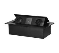 ORNO OR-GM-9034/B bloc rabattable encastré, 2x 230V, 1x USB-A, 1x USB-C, noir