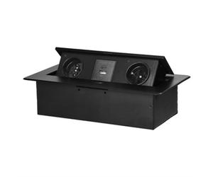 ORNO OR-GM-9034/B bloc rabattable encastré, 2x 230V, 1x USB-A, 1x USB-C, noir