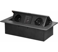 ORNO OR-GM-9034/GR bloc d'interrupteurs encastré, 2x 230V, 2x USB (type C ; 3.6A), couleur graphite