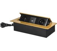 ORNO OR-GM-9035/C bloc rabattable encastré, 2x 230V, 2x USB (type C ; 3.6A), couleur or