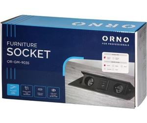 ORNO OR-GM-9035/W bloc d'alimentation encastré, 2x 230V, 2x USB (type C ; 3.6A), blanc