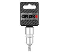 OROK - Embout de vissage TORX - Douille 1/2" - Acier Chrome Vanadium - Embout de vissage TORX sur Douille 1/2" T45 - T45 - avec Finition moletée - Poids: 70g - Idéal Rang 3 ou 4