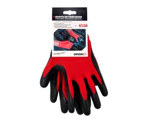 OROK - Gant de précision, gant de travail de précision - Gants de travail - Taille 9 - Support polyamide enduit de latex - Manchettes longues - Dos aéré - Poignet tricot bord côte - Résistant
