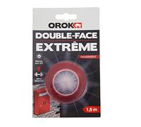 OROK - Ruban Adhésif Double Face Extérieur Extra Fort 1,5m x 19mm - Spécial Surfaces Transparentes - Résiste Aux U.V - Bricolage