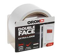 OROK - Ruban Adhésif Double Face Transparent 10m x 50mm - Bricolage et Scrapbooking - Utilisation Intérieure, Fixation Mince Simple et Rapide
