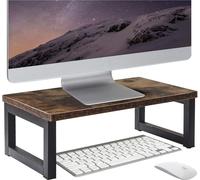 OROPY Support d'écran vintage en bois brun foncé avec espace de rangement