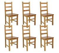 ORTA - Lot de 6 Chaises Teinté Chêne et Assises en Bois