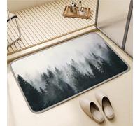 ORTIGIA Tapis de salle de bain à séchage rapide super absorbant en forme de forêt brumeuse en diatomite, tapis de sol en caoutchouc antidérapant, lavable pour devant baignoire, salle de douche, 40,6 x