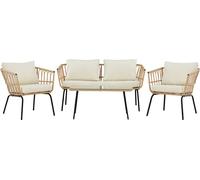 Ortigiasalon 1 canapé, 2 fauteuils, 1 table basse naturelle.