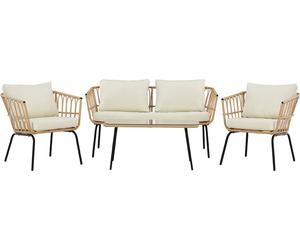 Ortigiasalon 1 canapé, 2 fauteuils, 1 table basse naturelle.