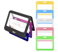 Oruola Lot de 6 Porte Badge avec Fêtres Double Face Étui Horizontal en Plastique,Badge Transparent Plastique, étanche Porte-Badges pour Bureau,école,Cartes de Crédit,Permis de Conduire,Multicolores