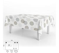 Oryx 5544027 Nappe en Toile cirée rectangulaire avec Impression de Cercles Beiges Imperméable, Anti-Taches, en PVC, 140 x 250 cm Peut être coupée, pour Une Utilisation à l’intérieur et à l’extérieur