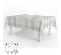 Oryx 5544032 Nappe en Toile cirée rectangulaire à Carreaux Beiges Imperméable, Anti-Taches, en PVC, 140 x 250 cm Peut être coupée, pour Une Utilisation à l’intérieur et à l’extérieur