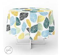 Oryx 5544046 Nappe en Toile cirée Ronde avec Motif de Feuilles de Couleur. Imperméable, Anti-Taches, en PVC, 140 cm de diamètre pour l’intérieur et l’extérieur Cranberry