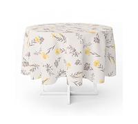 Oryx 5544066 Nappe en Toile cirée imperméable Anti-Taches Ronde avec Motif de Fleurs Jaunes. Nappe en PVC d’Un diamètre de 140 cm pour l’intérieur et l’extérieur