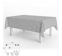 Oryx 5544097 Nappe en Toile cirée rectangulaire avec Motifs géométriques Gris Imperméable, Anti-Taches, en PVC, 140 x 250 cm Peut être coupée, pour Une Utilisation à l’intérieur et à l’extérieur