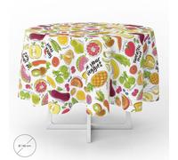 Oryx 5544001 Nappe en Toile cirée en PVC, imperméable et Anti-Taches, Ronde avec Motifs de Fruits Fantaisies d’Un diamètre de 140 cm pour l’intérieur et l’extérieur