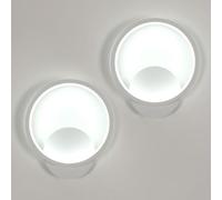 Osairous 2 Pièces Applique Murale Intérieure, 12W 1350LM Ronde Lampe Murales Moderne, Lumière Blanche Froide 6500K Aluminium Luminaire Murale pour Chambre Salon Salle de Bain Escalier, Blanc, Ø20cm