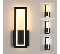 Osairous Applique Murale Intérieure LED, 16W 1800LM Lampe Murale Moderne Acrylique, Luminaire Mural 3000K/4500K/6500K pour Chambre, Salon, Couloir, Escalier, Noir, 32CM