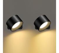Osairous Applique murale LED d'intérieur avec télécommande, batterie rechargeable 1800 mAh, 3000k-6500k, lampe de lecture à commande tactile pour salon ou chambre à coucher, couleur noire，2 pcs