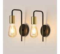 Osairous Applique Murale Vintage 2 Pack, Lampe Murale Intérieur Industrielle, Spot Mural Fer Rétro pour Chambre Couloir Bar, E27, IP20, Noir, Sans Ampoule